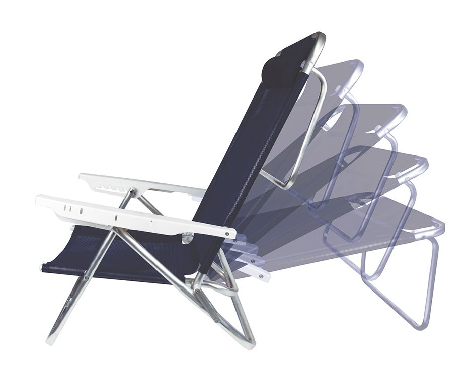 Cadeira Reclinavel De Praia Aluminio Mor Fashion - Azul