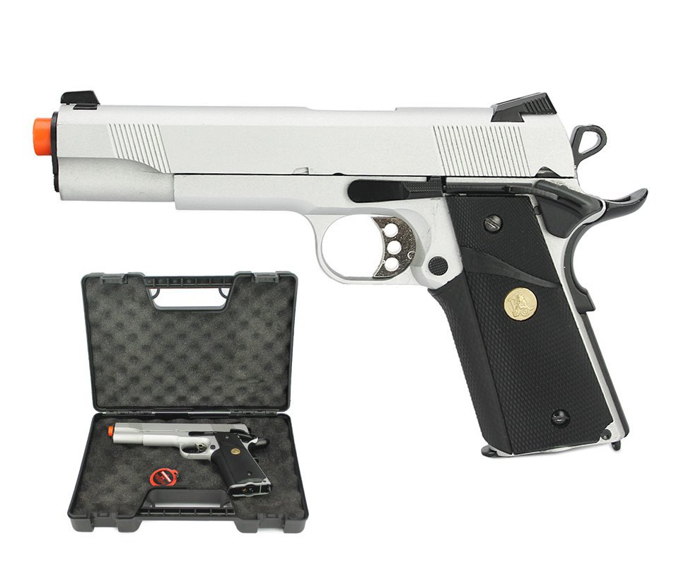 Pistola De Airsoft Gbb M1911 Inox Double Bell 728y Blowback 6.0mm + Case