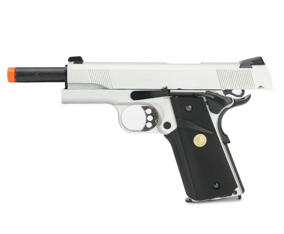Pistola De Airsoft Gbb M1911 Inox Double Bell 728y Blowback 6.0mm + Case