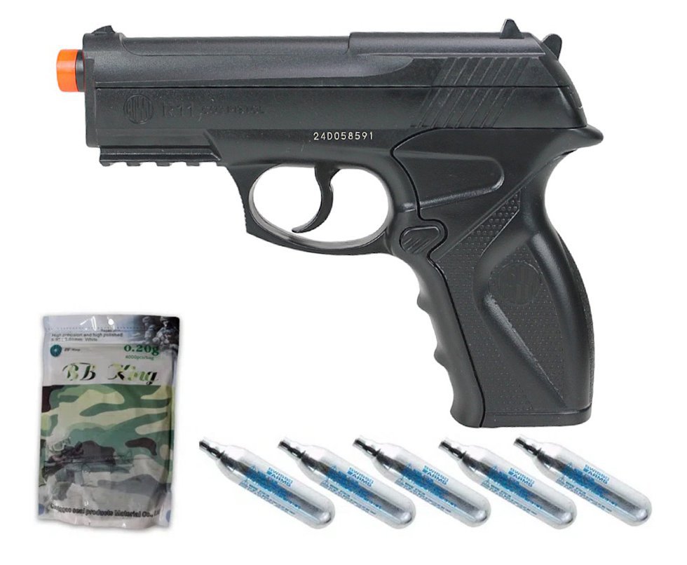 Pistola De Airsoft Gas Co2 Wg C11 6,0mm Win Gun, 4000 Bbs, 05 Co2