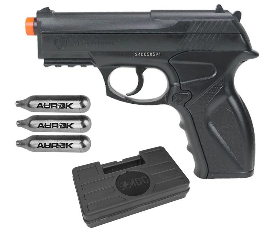 Pistola De Airsoft Gas Co2 Wg C11 6,0mm Wingun, Maleta, 03 Co2