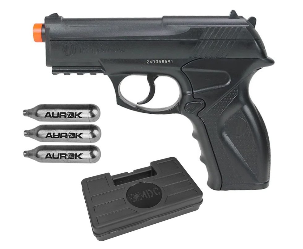 Pistola De Airsoft Gas Co2 Wg C11 6,0mm Wingun, Maleta, 03 Co2