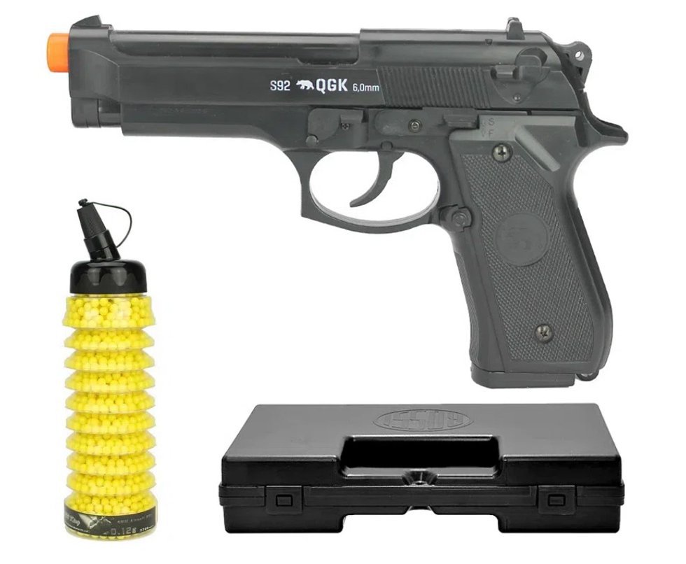 Pistola De Airsoft Beretta M92 Spring Cal 6.0 + Case + 2200bbs