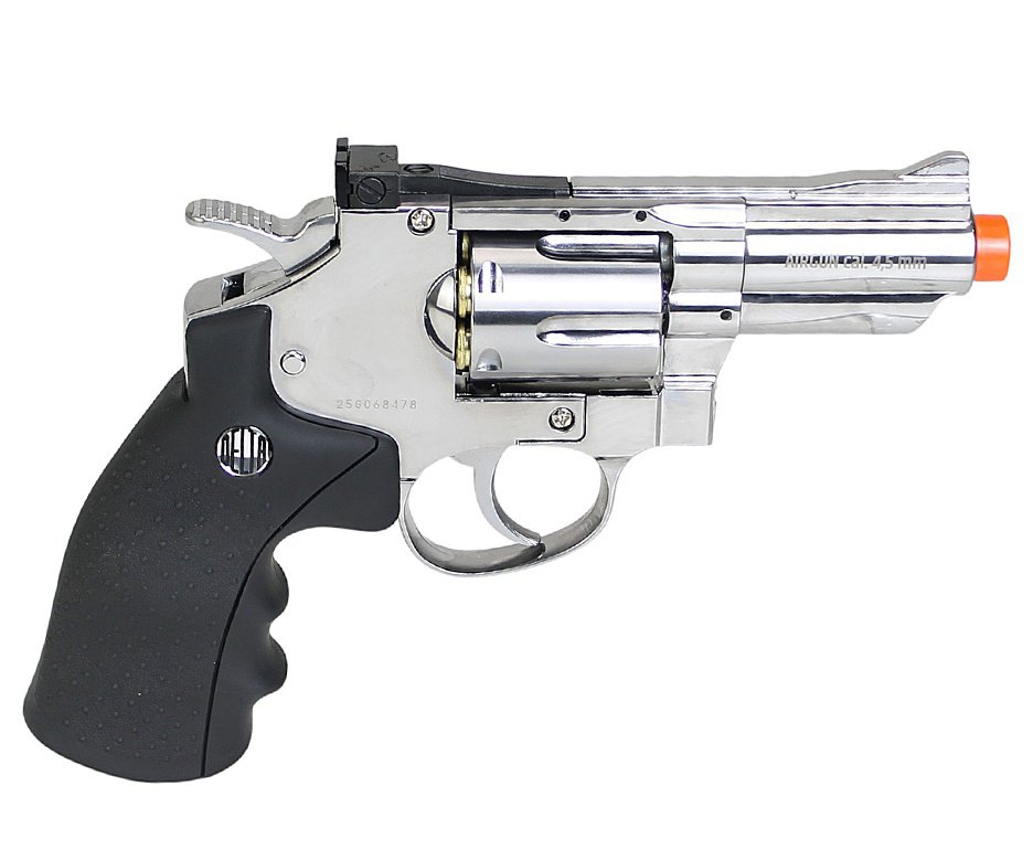 Revólver De Pressão Co2 Full Metal Rossi Niquelado 708s 2,5" 4,5mm