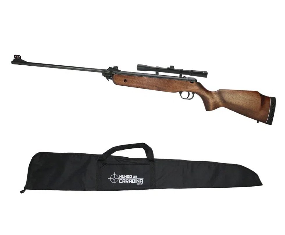 Carabina De Pressão Rossi New Dione Madeira 3° Ger 5,5mm + Luneta 4x20 + Capa