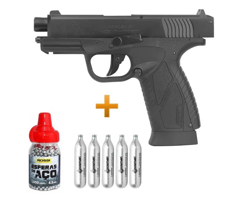 Pistola Pressão Co2 Asg Bersa Bp9cc Blowback 4,5 + Co2 12g + Esfera Aço