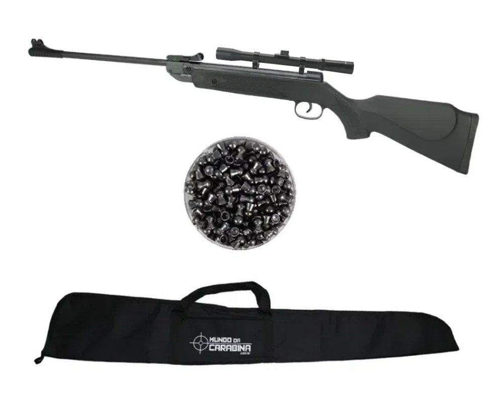Carabina Pressão Qgk 14 Black Edition 5.5mm + Luneta + Chumbinho + Capa
