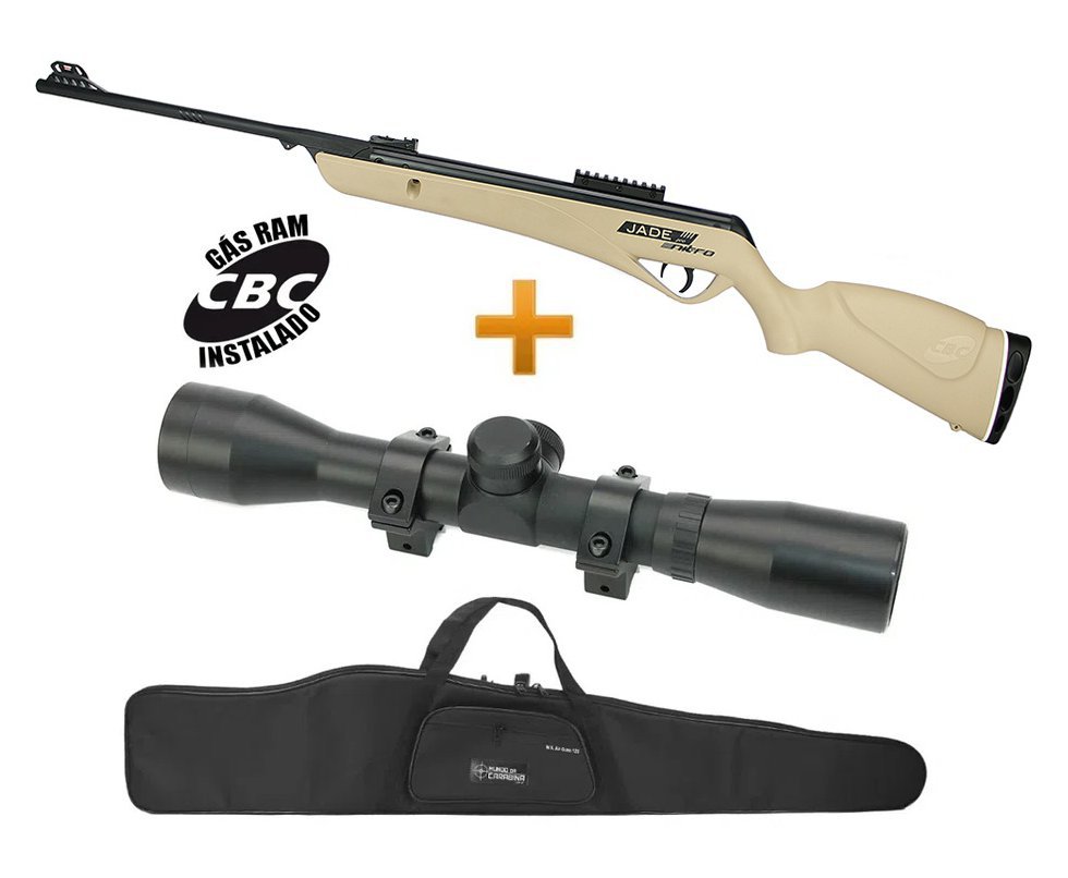 Carabina De Pressão Cbc Jade Pro Nitro Oxidada Desert 5,5mm + Luneta 4x32 + Capa