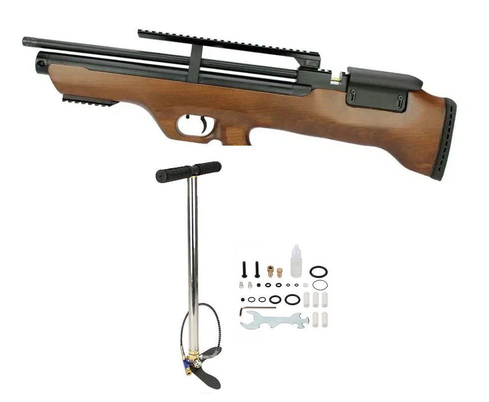 Carabina De Pressão Hatsan Pcp Bullpup Flashpup 12 Tiros Madeira 5,5mm + Bomba Hand Pump