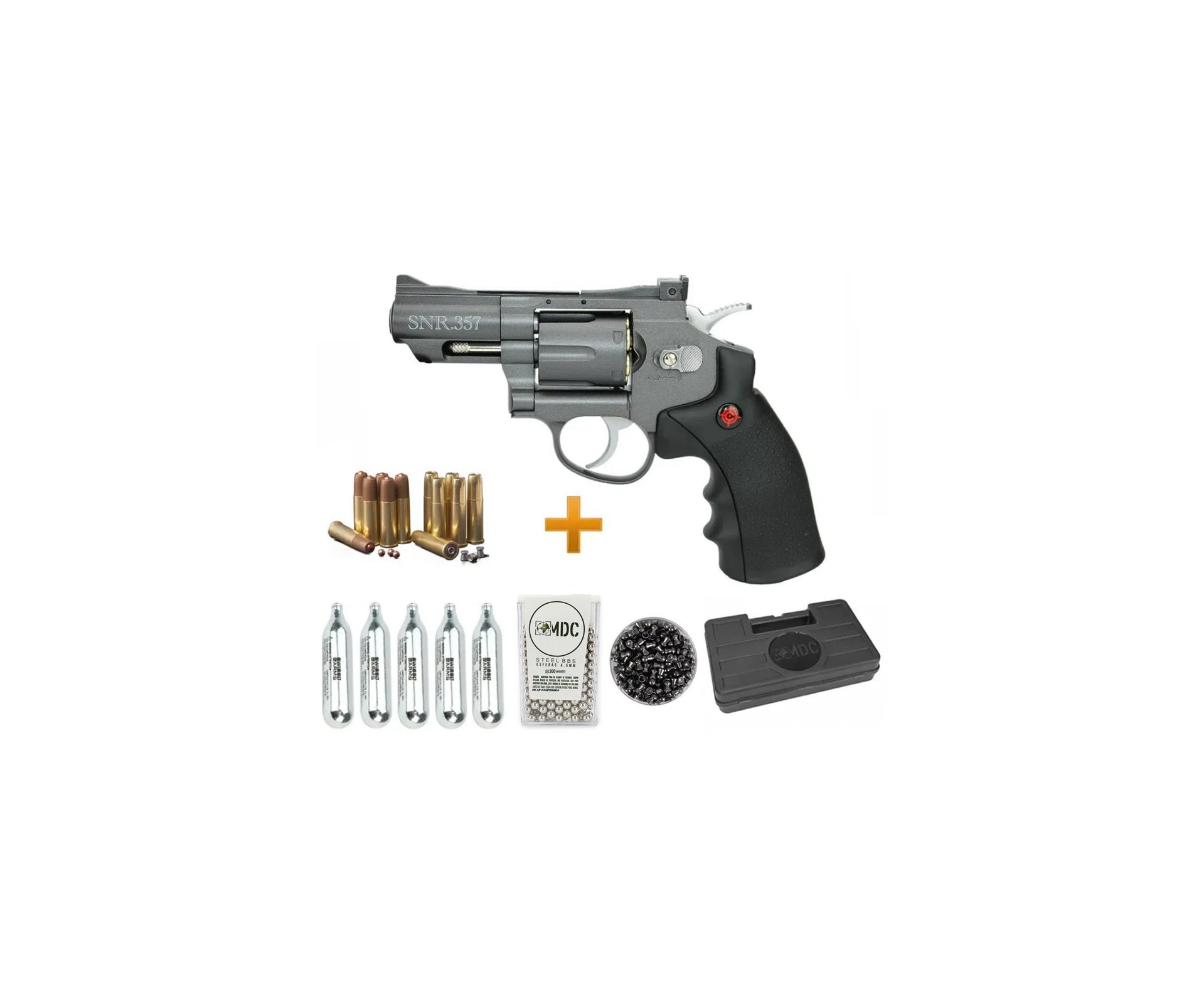 Revolver Co2 Full Metal 2" Cano Snr357 Cal 4,5mm Crosman + Maleta + Munição + Co2