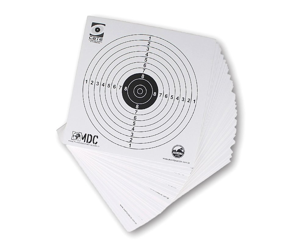 Alvos Papel Descartáveis Para Carabinas E Pistolas 14x14cm 25Unid - MDC