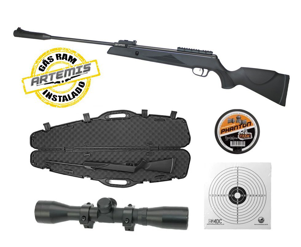 Carabina De Pressão Black Hawk Gas Ram 70kg 4.5mm Artemis + Luneta 4x32 + Case