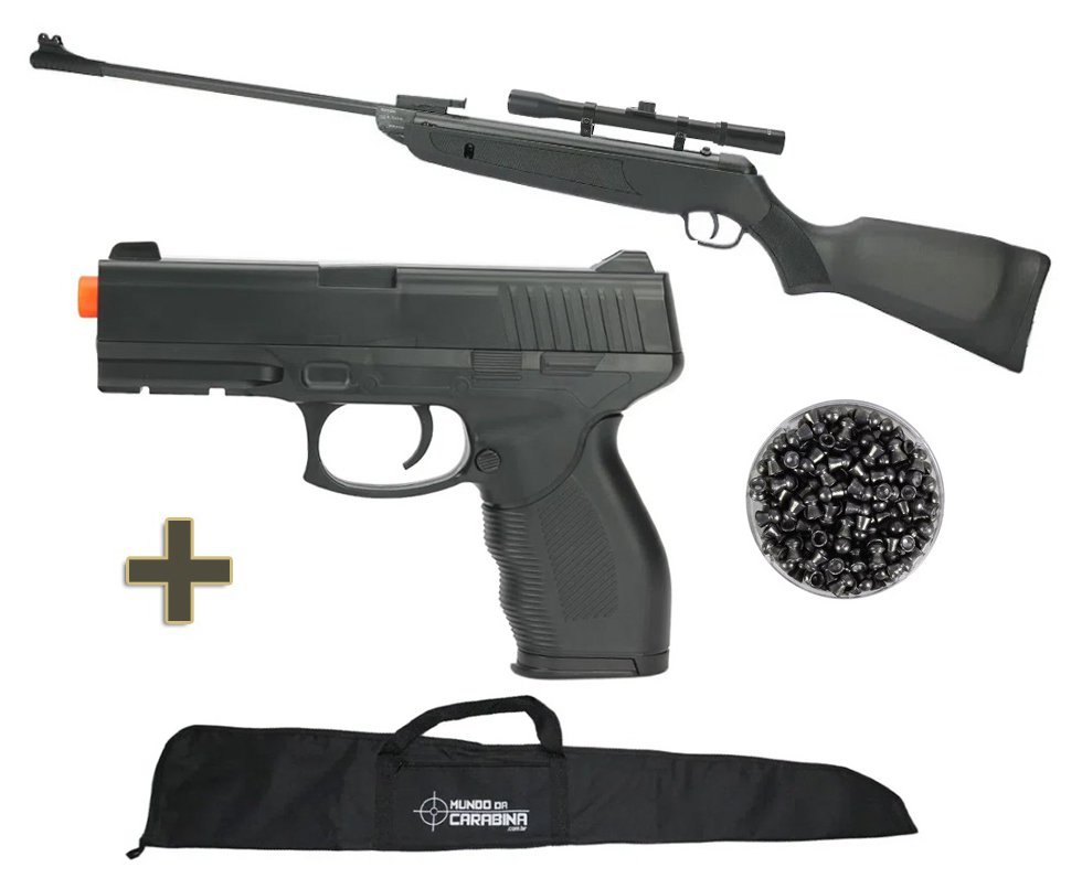 Carabina De Pressão Rossi Dione Sport UP 5,5mm + Luneta + Capa + Chumbinho + Pistola Airsoft