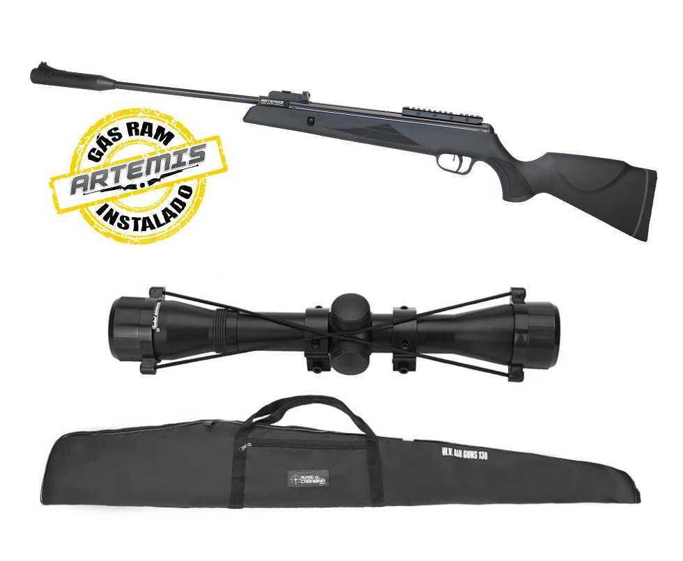 Carabina De Pressão Black Hawk Gas Ram 70kg 4.5mm Artemis + Luneta 4x32 + Capa