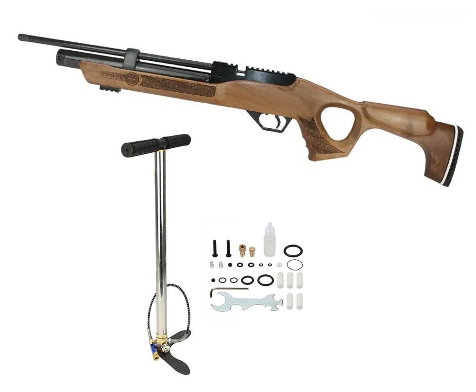 Carabina De Pressão Hatsan Pcp Flash Wood 12 Tiros 5.5mm + Bomba Manual Hand Pump