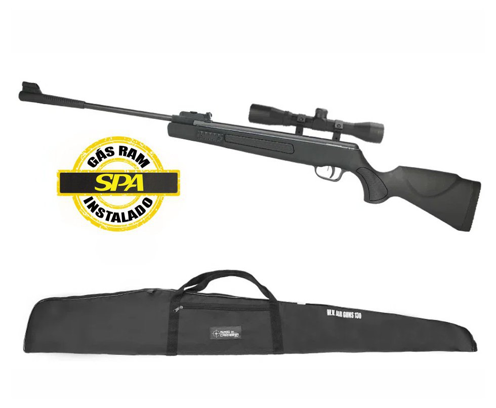 Carabina De Pressão SR1400 Everest Black 5,5mm Gas Ram 70kg Qgk By Spa + Luneta 4x32 + Capa