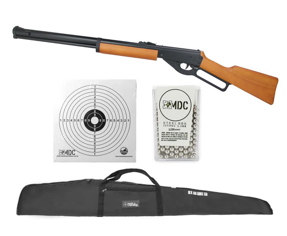 Carabina De Pressão Western Cowboy Under Lever TAG + Munição + Alvo Descartável