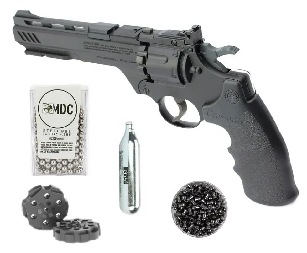 Revólver De Pressão Co2 Crosman Vigilante 6" Dual Ammo 4,5mm + Munição + Co2