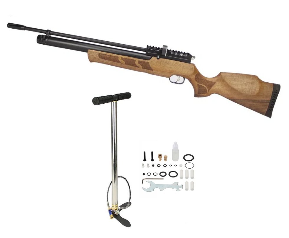 Carabina De Pressão Pcp Puncher W Madeira 12 Tiros 5.5mm Kral Arms + Bomba Pneumatica Fxr