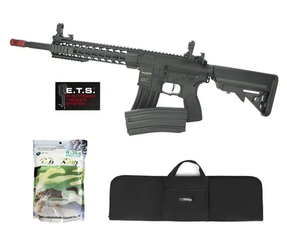 Rifle De Airsoft Ar15 Neptune Full Metal Keymod 10" Gatilho Et Elet 6mm Rossi + Capa Case + Bbs 0,25