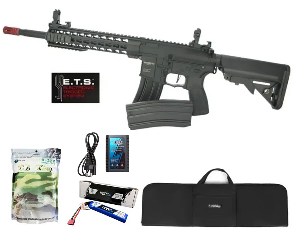 Rifle De Airsoft Ar15 Neptune Keymod 10" Gatilho Et Elet 6mm Rossi + Capa Case + Bbs 0,25