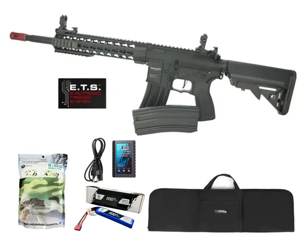 Rifle De Airsoft Ar15 Neptune Keymod 10" Gatilho Et Elet 6mm Rossi + Capa Case + Bbs 0,25