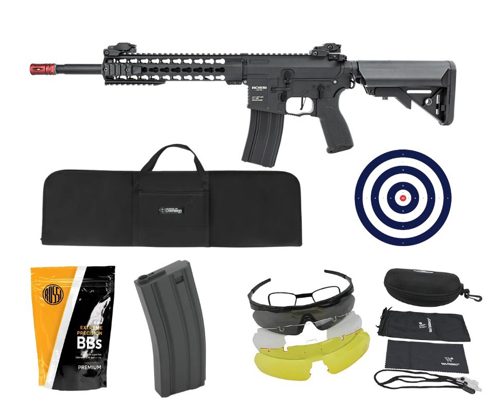 Rifle De Airsoft Ar15 Neptune Full Metal Keymod 10" Gatilho Et Elet 6mm Rossi + Capa Case + 5000BBs