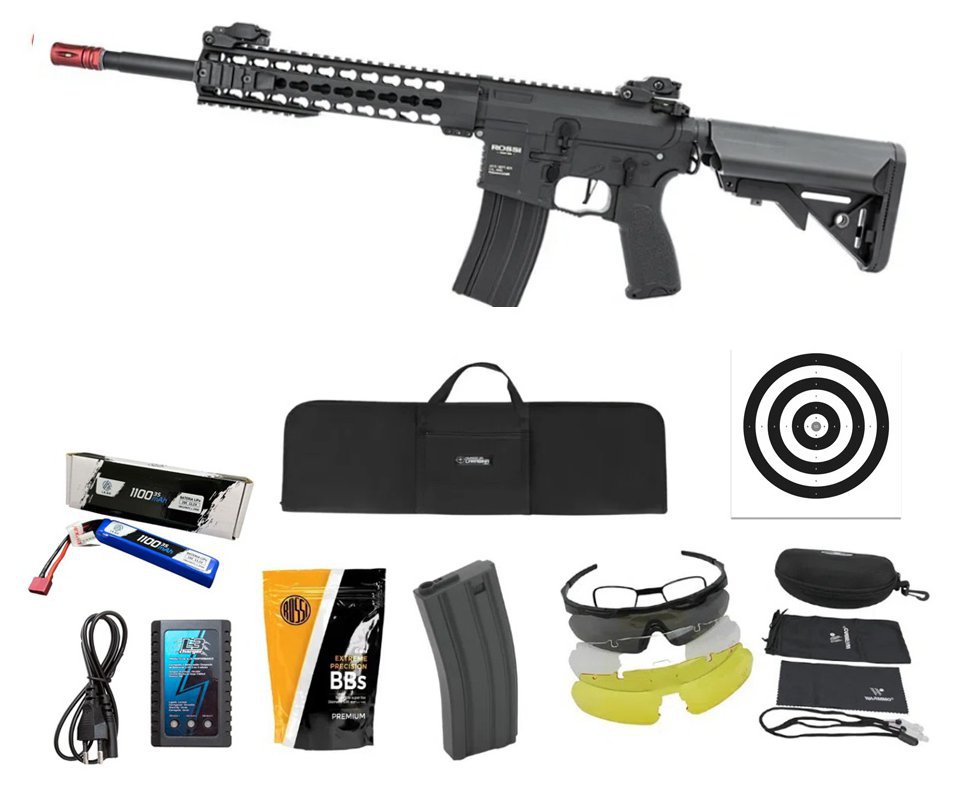 Rifle De Airsoft Ar15 Neptune Keymod 10" Gatilho Et Elet 6mm Rossi + Capa Case + 5000BBs