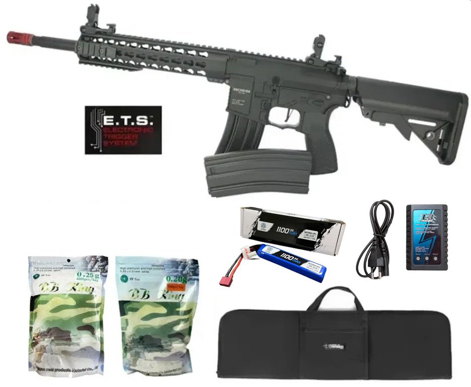 Rifle De Airsoft Ar15 Neptune Keymod 10" Gatilho Et Elet 6mm Rossi + Capa Case + Bbs 0,20g 4000uni + 0,25 4000nds