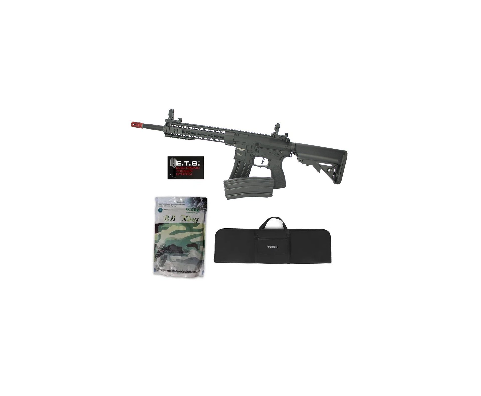 Rifle De Airsoft Ar15 Neptune Full Metal Keymod 10" Gatilho Et Elet 6mm Rossi + Capa Case + 4000bbs 0,20g