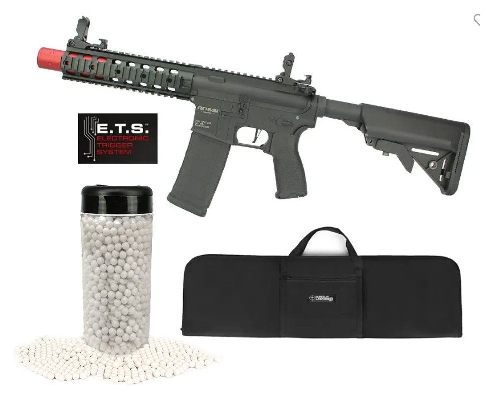 Rifle De Airsoft Ar15 Neptune Full Metal Keymod 8" Sd Et Elet 6mm Rossi + Capa Case Mdc + Bbs 0,30g 2000uni