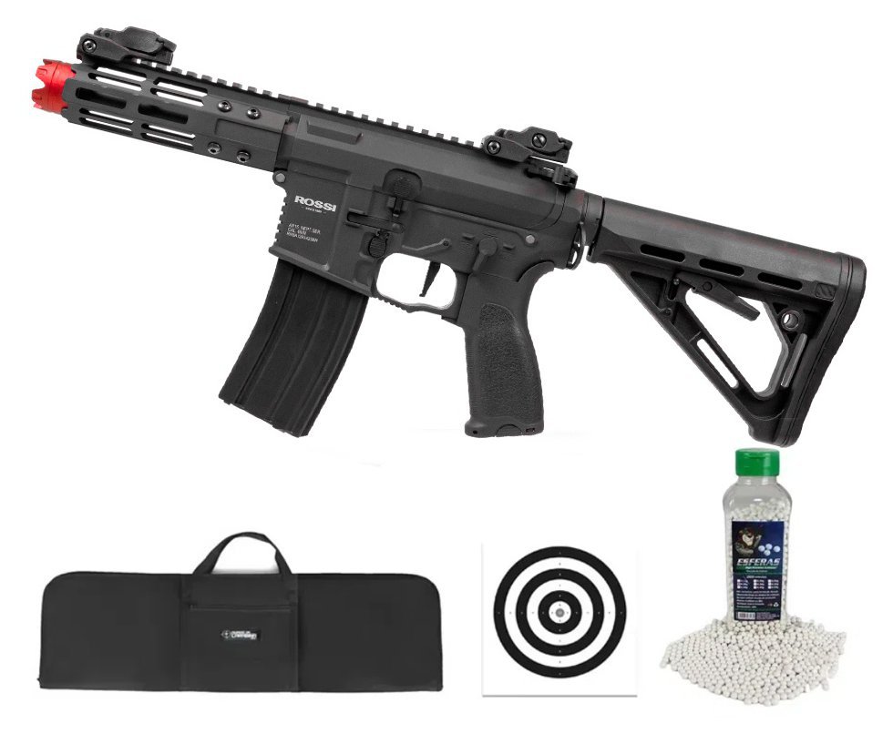 Rifle De Airsoft Pdw Rossi Ar15 Neptune 6mm Keymod 5,5" Com Gatilho Et + Capa Case Mdc + Bbs Raptor 0,28g 2000uni