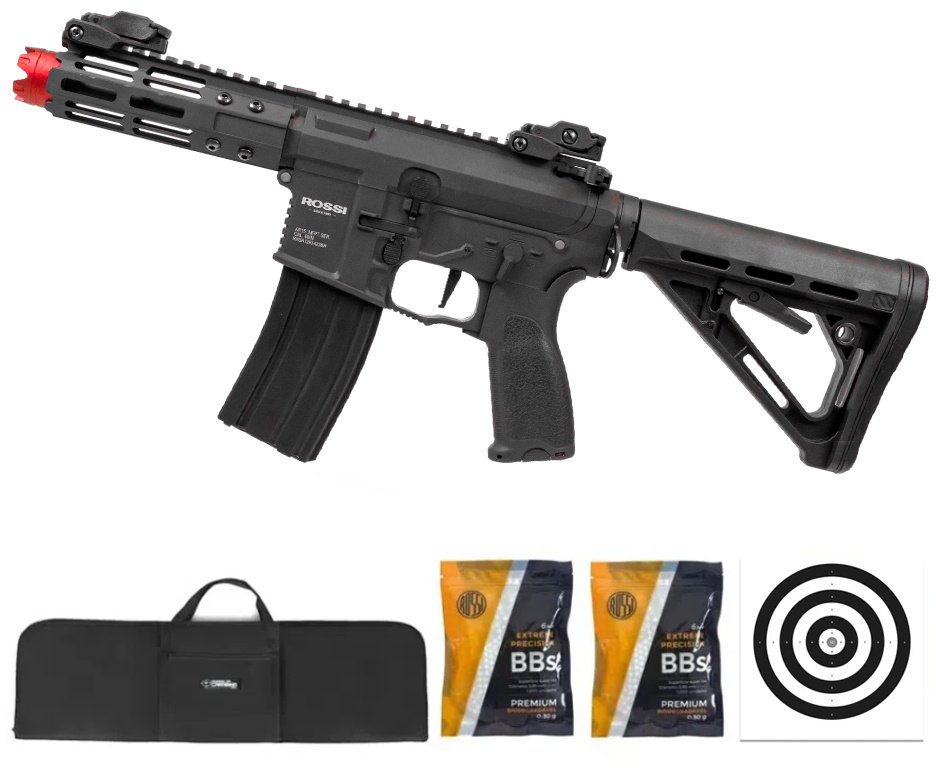 Rifle De Airsoft Pdw Rossi Ar15 Neptune 6mm Keymod 5,5" Com Gatilho Et + Capa Case Mdc + Bbs 0,30g 2000uni