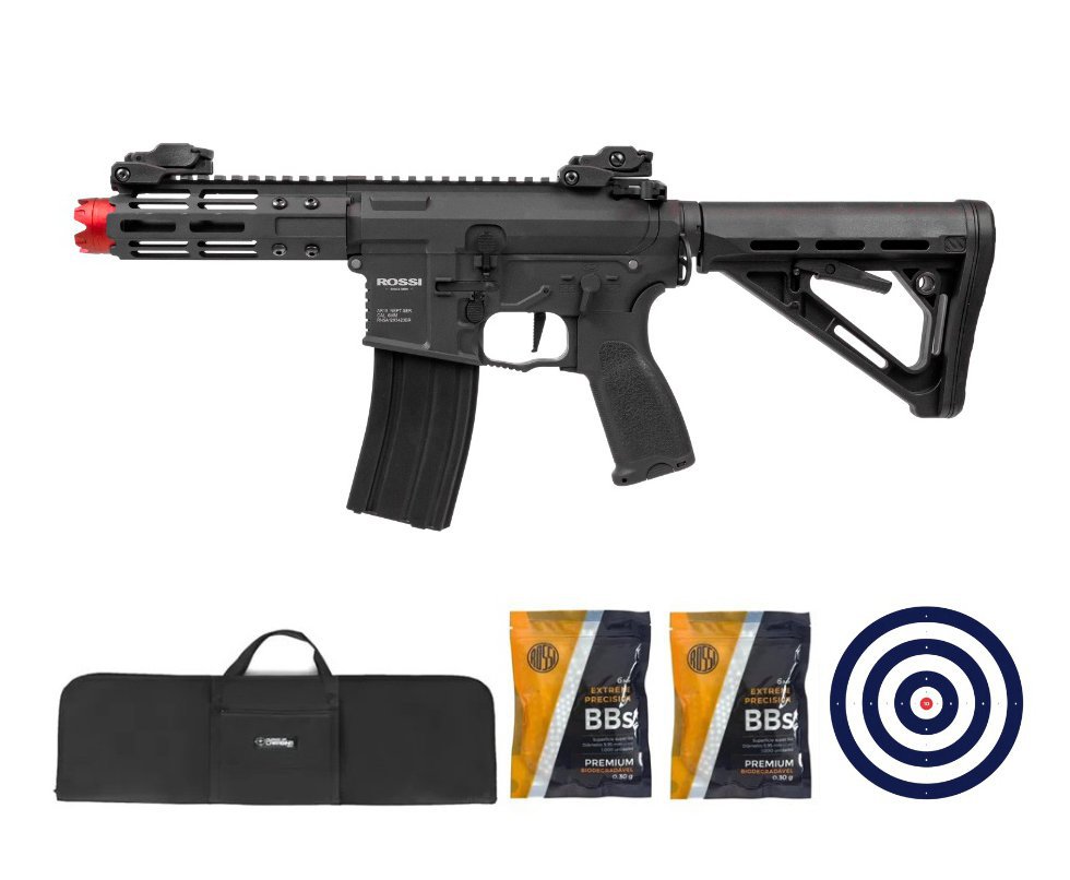 Rifle De Airsoft Pdw Rossi Ar15 Neptune 6mm Keymod 5,5" Com Gatilho Et + Capa Case Mdc + Bbs 0,30g 2000uni