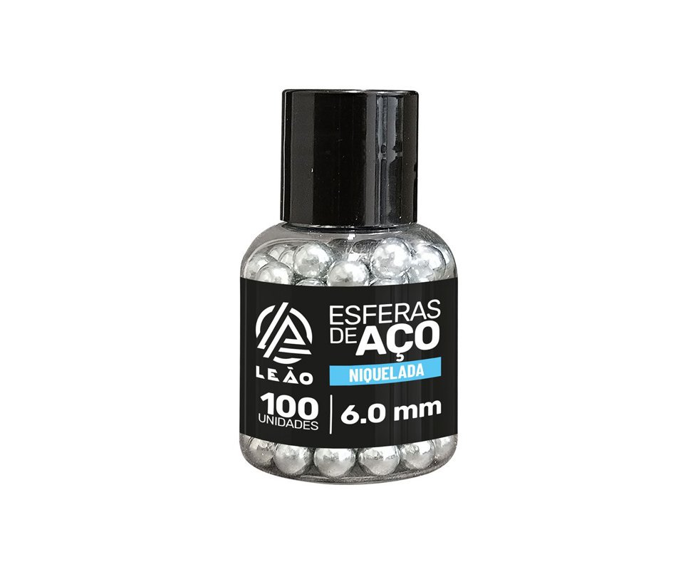 Esfera munição de Aço 6,0mm Para Pistola Co2 100und Leão