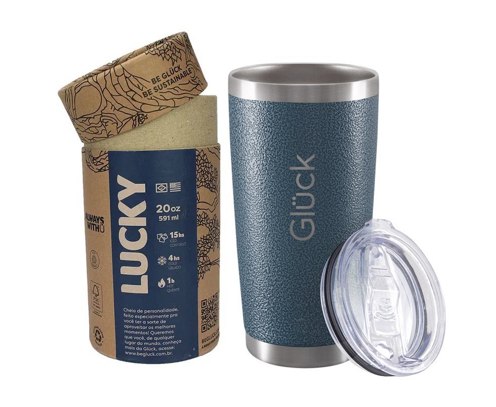 Copo Térmico Para Cerveja Lucky 591ml Inox Hammer Blue - Gluck