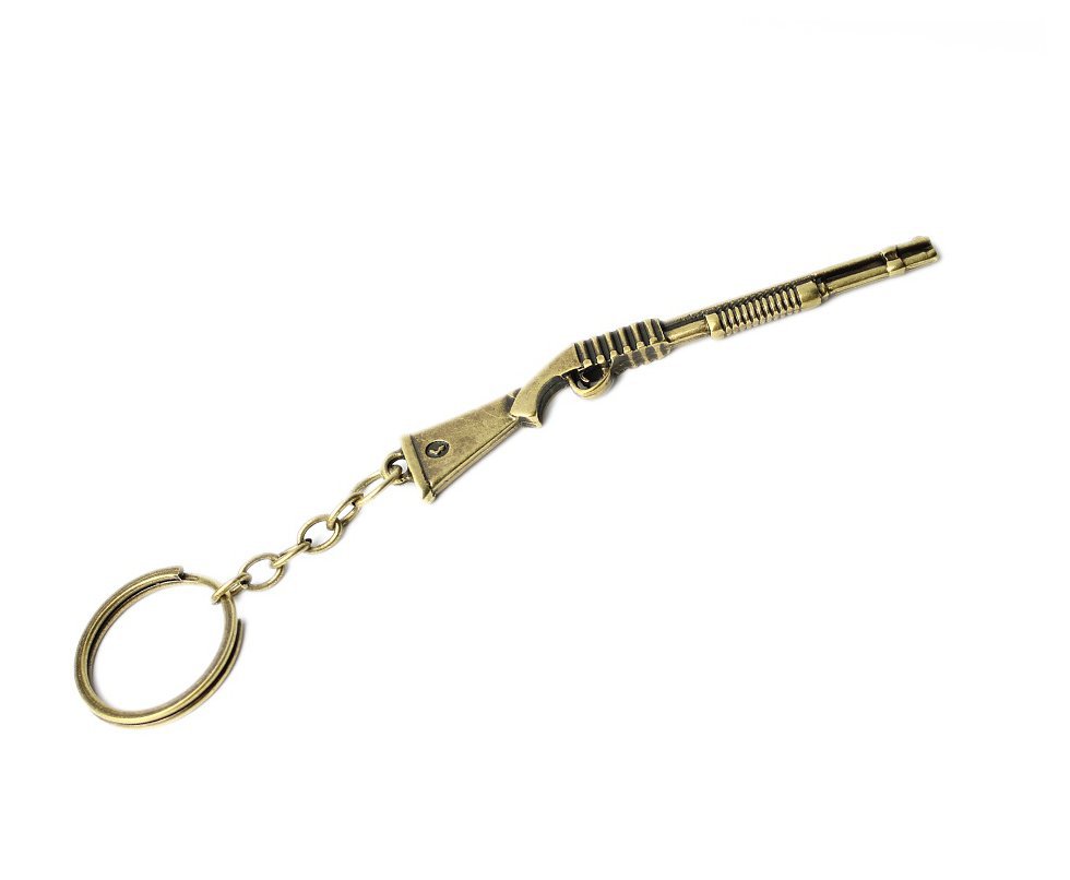 Chaveiro Metal Dourado Envelhecido Escopeta Shotgun