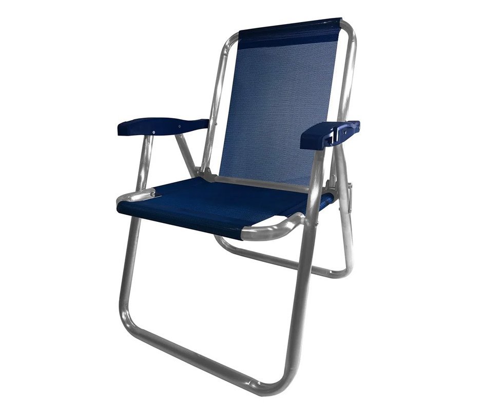 Cadeira de Praia Cancun Plus Azul Marinho Suporta Até 120 KG Zaka