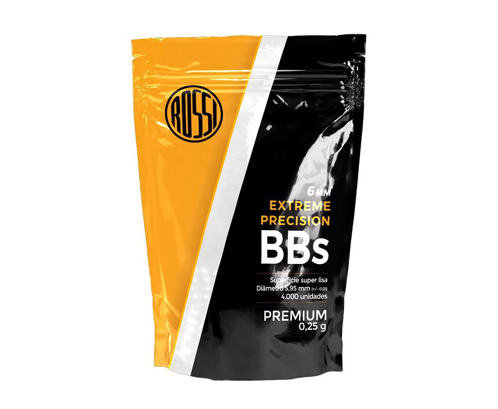 Esfera Munição BBs para Airsoft Premiun 0.25g Rossi Pacote com 4000 Unidades