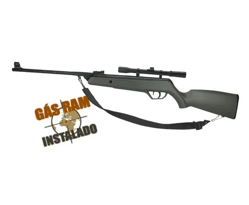 Carabina de Pressão CBC AG11 Nitro 5.5mm Gas Ram instalado + Luneta + Bandoleira
