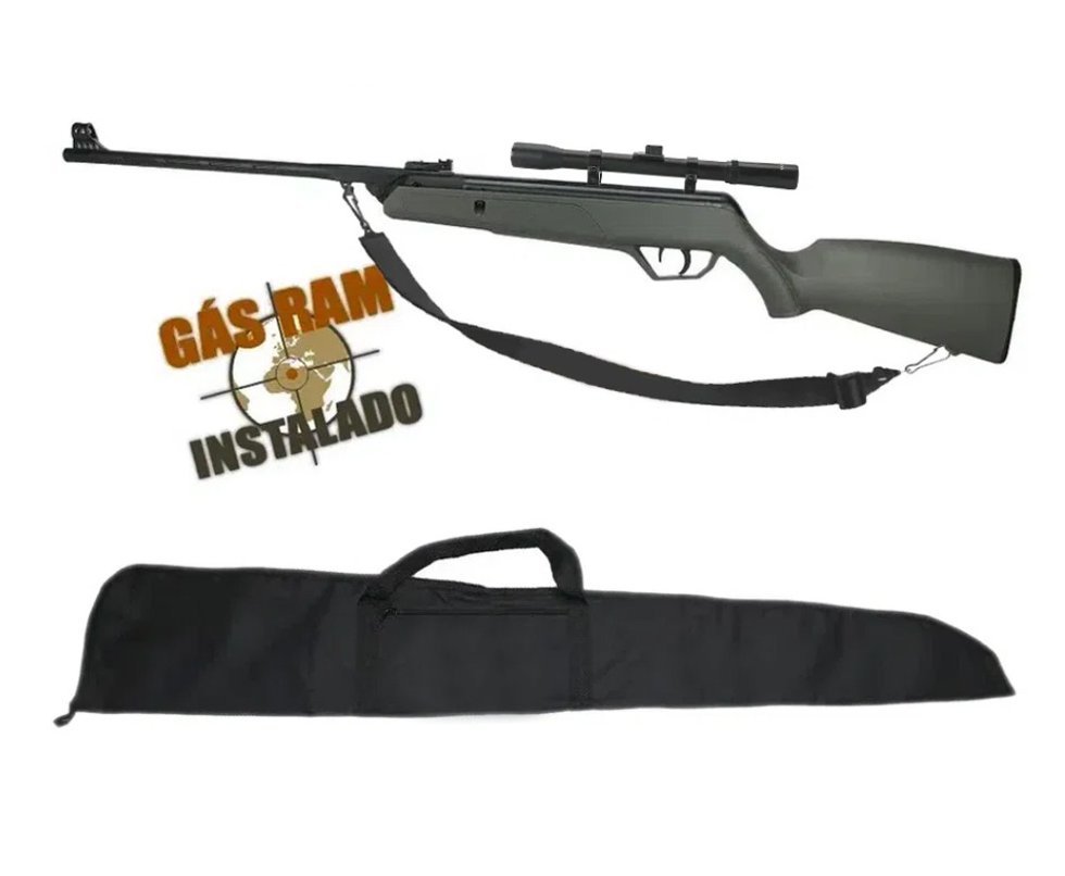 Carabina de Pressão CBC AG11 Nitro 5.5mm Gas Ram instalado + Luneta + Capa + Bandoleira