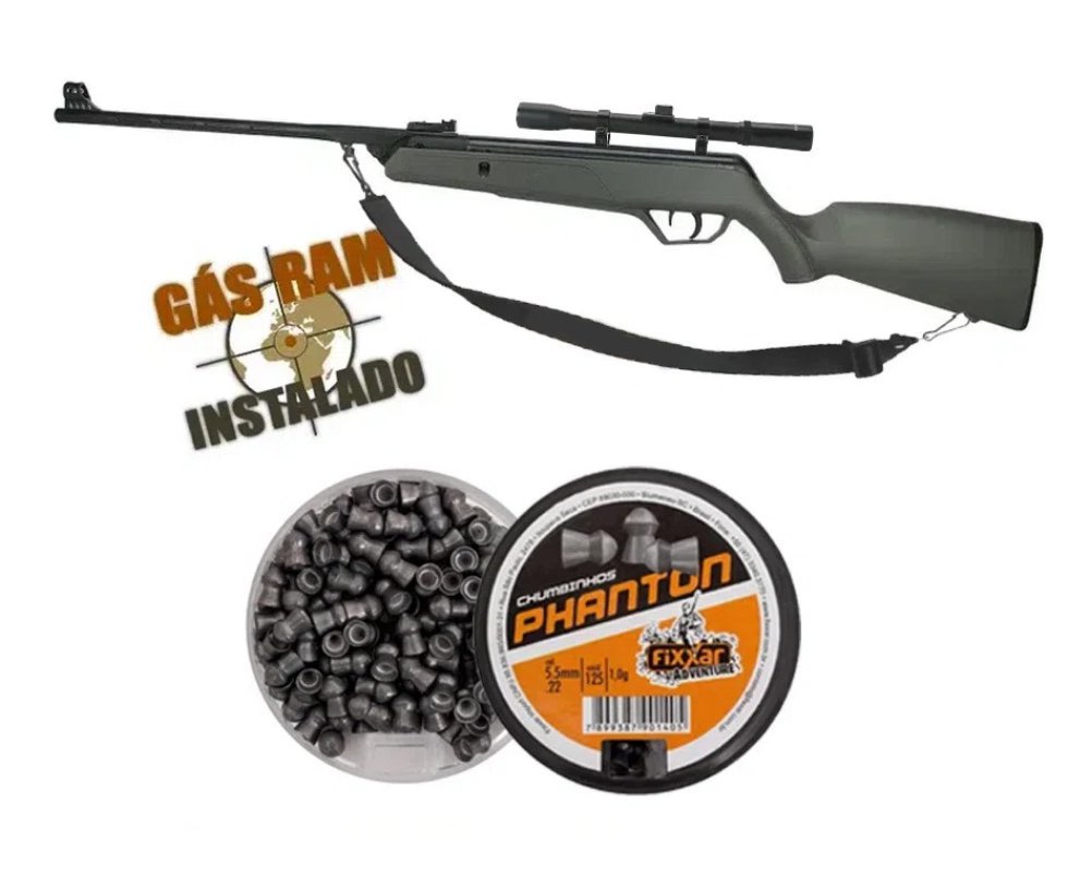 Carabina de Pressão CBC AG11 Nitro Match 4.5mm GR instalado + Luneta + Bandoleira + Chumbinho