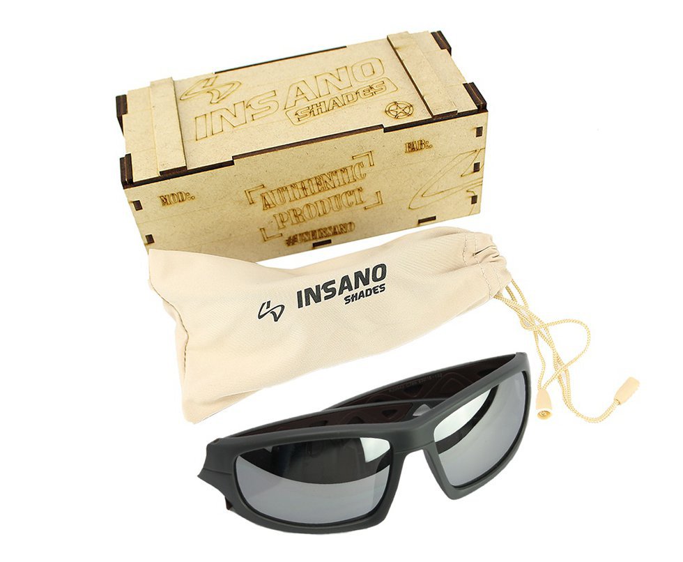 Óculos Balistico Armação Grafite/Marrom - Lente Prata - Insano Shades