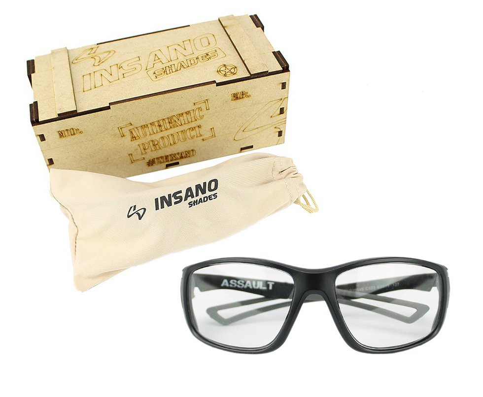 Óculos Balistico  com Armação Preto Fosco - Lente Transparente - Insano Shades