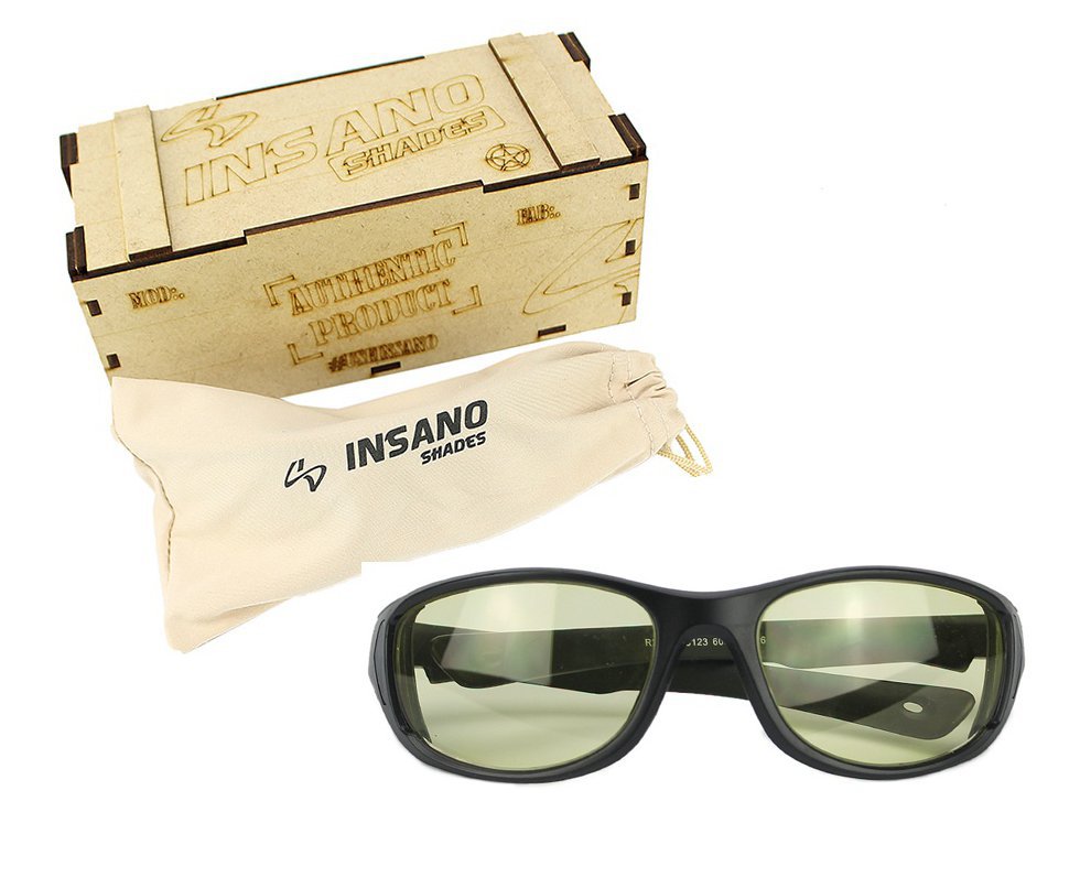 Óculos balistico com Armação Preto Fosco - Lente Amarela - Insano Shades