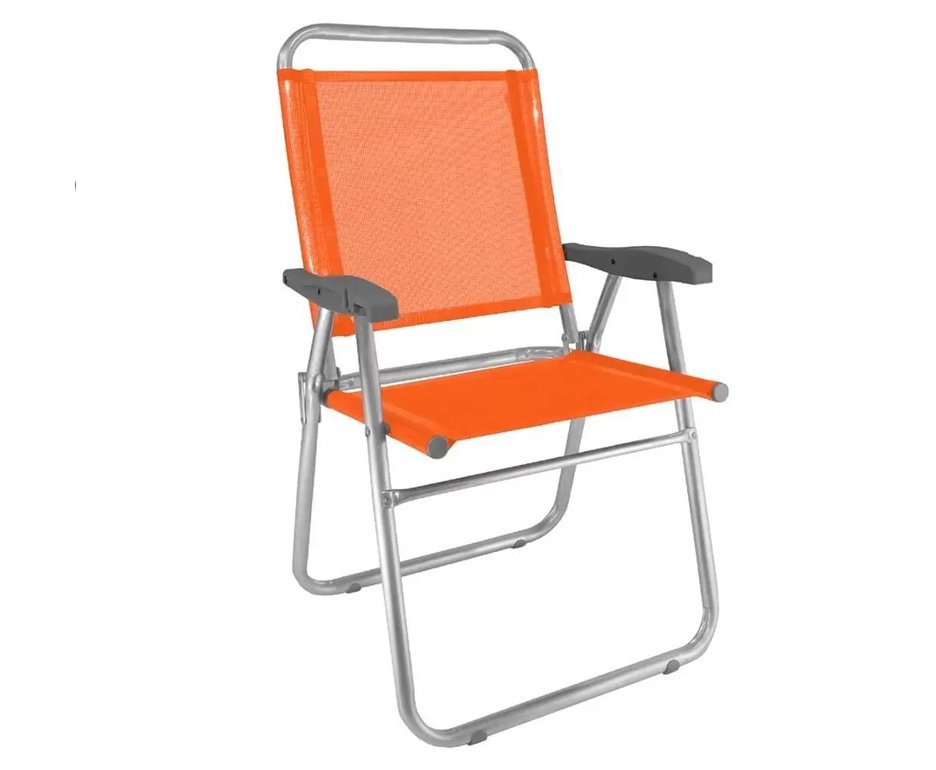 Cadeira de Praia Aluminio Cancun Plus Capacidade Até 120 KG Zaka - Laranja