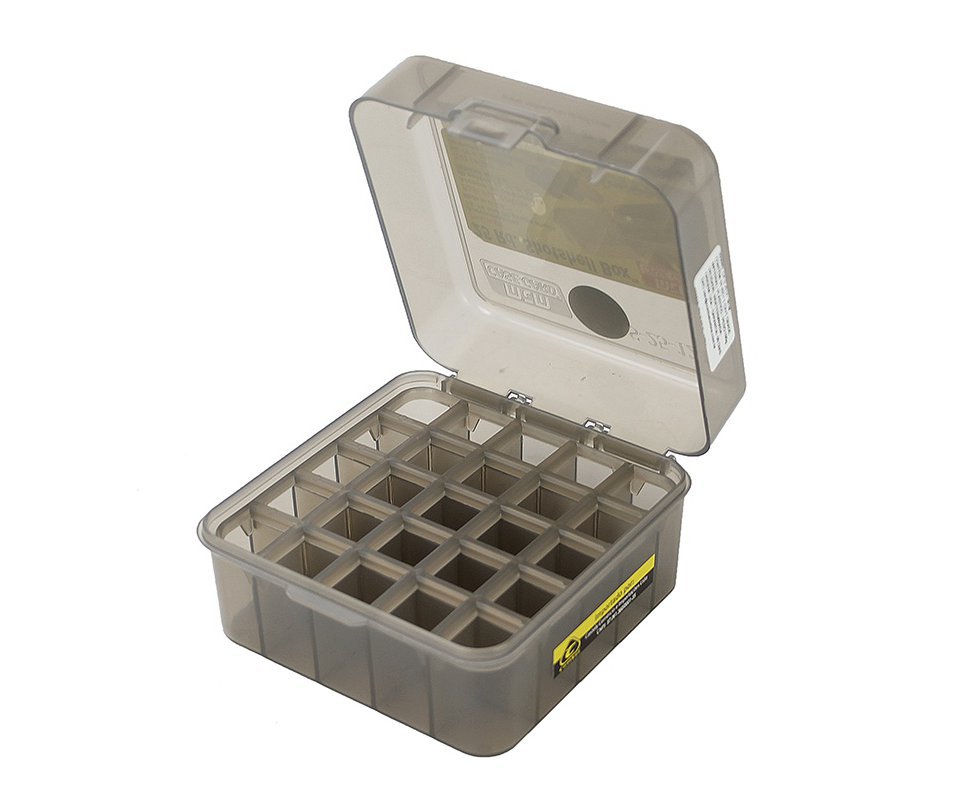 Caixa para Munição Cal 12, 16, 20, 28 e 32 Smoke Multicalibre 25 unid - MTM Case Gard