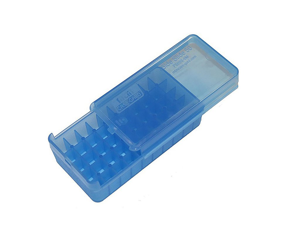 Caixa Munição MTM Case-Gard 45ACP | 40S&W | 10mm | 357sig | 38 Casul | 45. Azul c/ Slide
