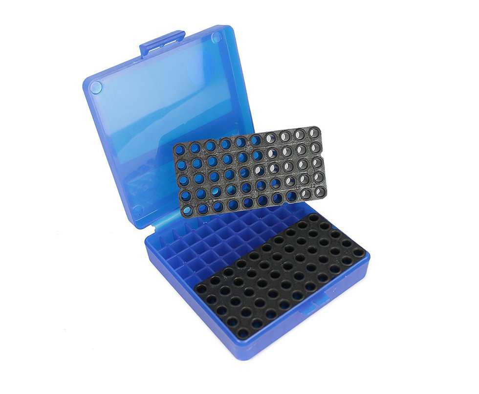 Caixa Para Munição Cal 22LR/380/9mm C/ 2 Grades Capacidade 100unds Azul - Combat