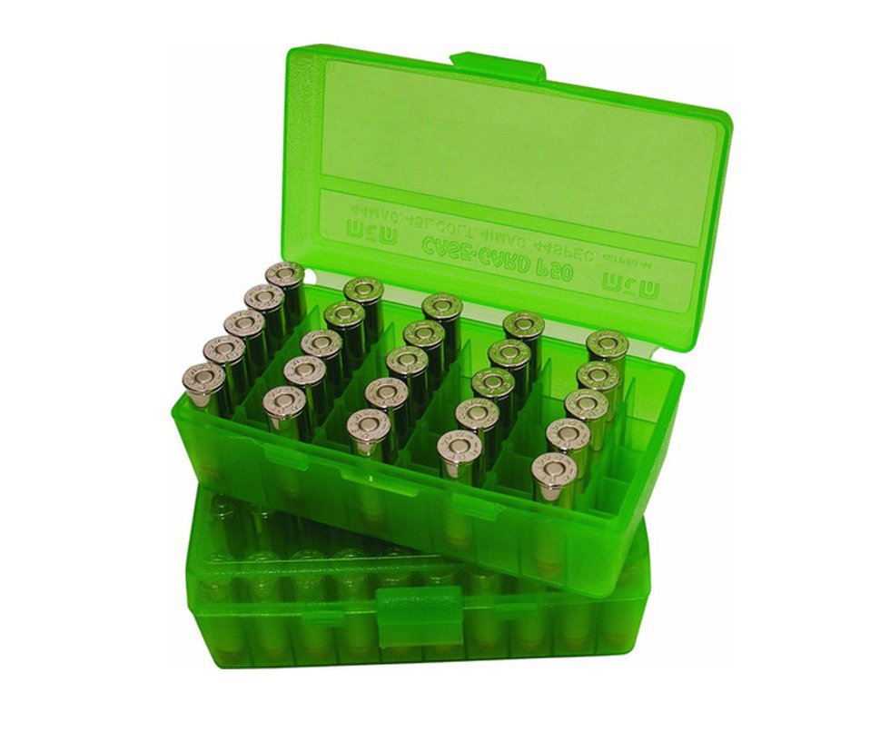 Caixa para Munições MTM Case Gard Cal.380/9mm capacidade 50unds - Verde